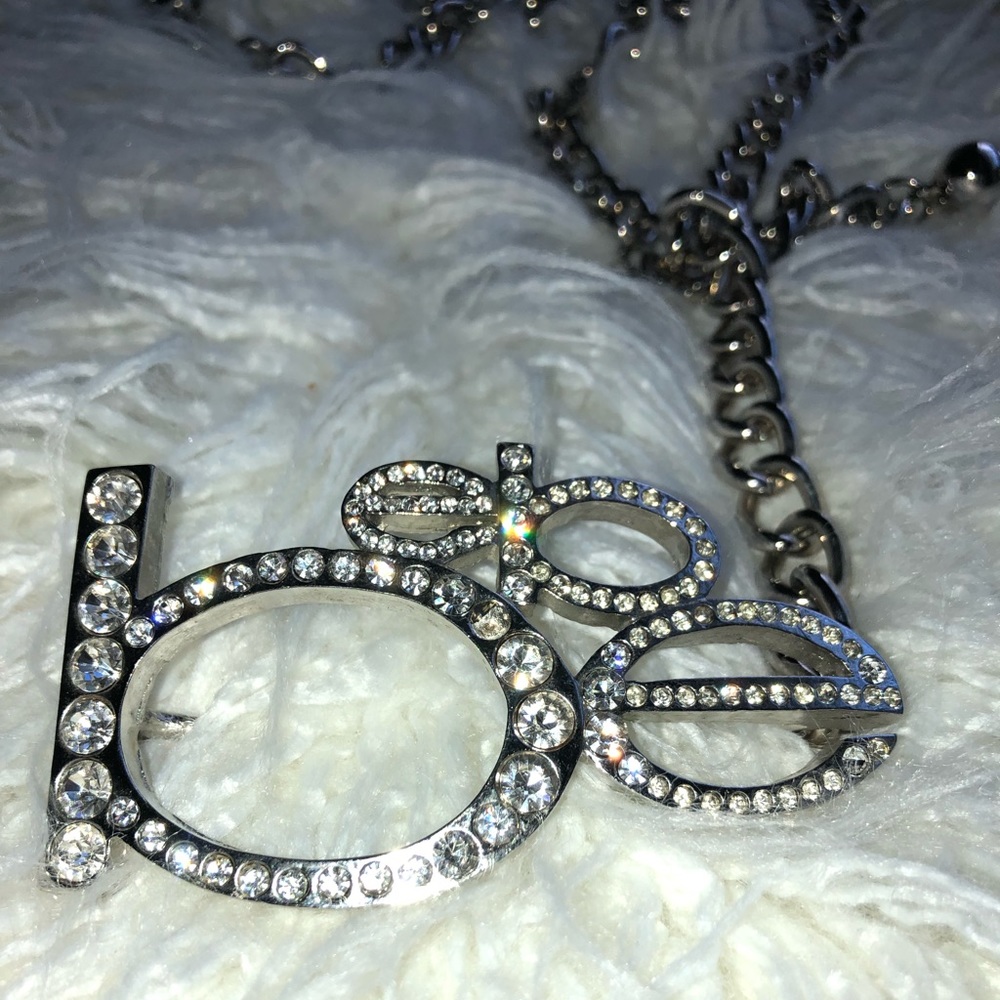 Woman’s Bebe Silver Rhinestone Chain Belt